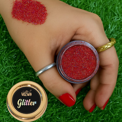 VOZWA Bold & Bright: Holographic Red Glitter for Eyeshadow Looks 4gm 4 g(Red)