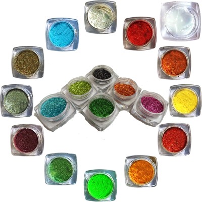 vizo Eyeshadow Glitter Powder with 12 color Eye Shadow Shimmer Dust + Glitter-glue 25 g(Multicolor)