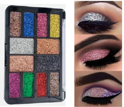 Emijun Eyeshadow 12 Colors Cool Toned Matte Glitter Eyeshadow Makeup Ultimate Shadow 18 g(MULTI)