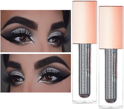 tanvi27 Waterproof & Highly Pigmented Metallic Liquid Glitter Grey Eyeshadow Combo 11 ml(grey)