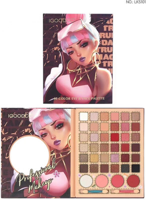 Adoere 40 Color Eye & Face Palette Eyeshadow Palette with Makeup Brushes & Mirror 48 g(40 Eyeshadow matte, shimmer, glitter shades, Blusher & Makeup Brush with Mirror)