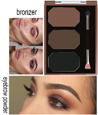 tanvi27 Multi Purpose Black and Brown Eyebrow Powder Palette With Brush 9 ml(MULTI COLOR)