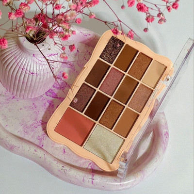 EVERERIN 12 Color Matte + Shimmer EyeShadow 1 blusher+ 1 highlighter Palette 24 g(multi colour)