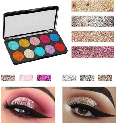 BLUST&FAMME Makeup Long Lasting 10color glitter eyeshadow palette pack of 1 10 g(Multicolor)