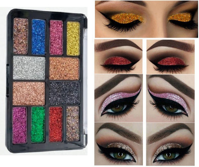 YAWI 12 Color Eye Shadow Glitter Shades For Smokey Eye Palette 18 g(MULTI COLOR)