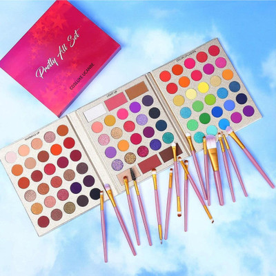 COSLUXE UCANBE Pretty All Set Pro Eyeshadow Palette + 20 Pcs Makeup Brush Set,Makeup Pallet 81.4 g(Matte Shimmer 86 Colors Set,Eye Shadow Highlighters Contour Blush Palette)