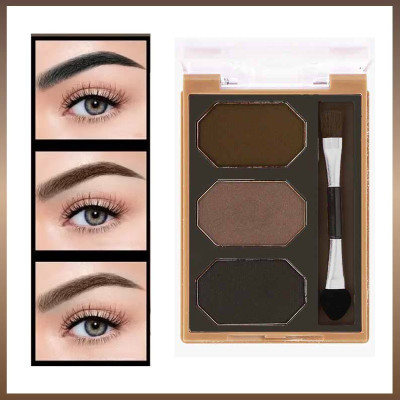 YAWI Eyeshadow eyebrow Drawing 3 Colors Eyebrow Pallet with Brush 8 g(MULTI SHADES)