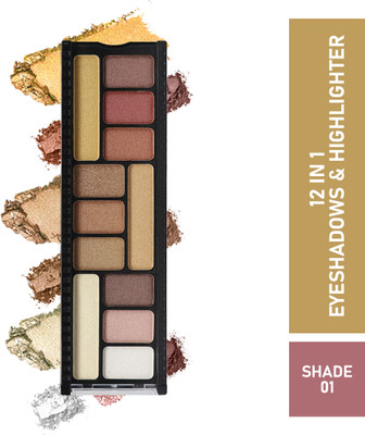Half N Half 12 in 1 Eyeshadow & Highlighter Palette 12 g(01 Palette)