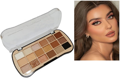 HUZURLU 18 colors matte shimmer earth tones long-lasting Pearlescent eyeshadow palette 15.5 g(MULTI)
