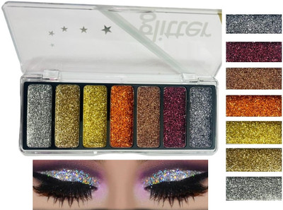 tanvi27 New Highly Pigmented & Waterproof Gel Base Sparkle glitter eyeshadow Palette 11.26 g(MULTI COLOR)