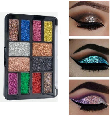 YAWI Smokey Shadows Glitter EyeShadow Palette 12 Color 18 g(MULTI COLOR)