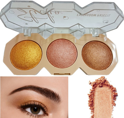 Gonegal 3 Colors Shimmer Eyeshadow Palette Highly Pigmented 15 g(Shade-02)