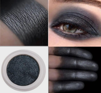 MYEONG Black Metallic Finish Eye Shadow Long Lasting High Pigment Makeup 2 g(Black)