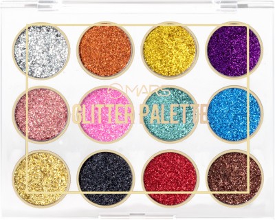 MARS 12 Shade Ultra Pigmented Glitter Eyeshadow Palette 12 g(Shade-01)