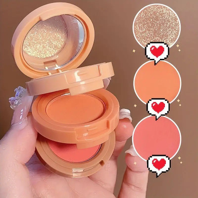 HUZURLU 3 in 1 Waterproof & Highly Pigmented Blusher Highlighter Eyeshadow Kit 4.6 g(Multi Shade)