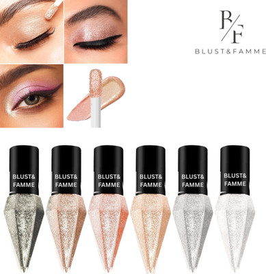 BLUST&FAMME Liquid Eyeshadow Non-Transfer & Insta Dry Metallic & Shimmery Finish of 6 12 g(multi)