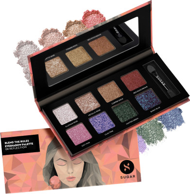 SUGAR Cosmetics Blend The Rules Eyeshadow Palette, 8 Blendable, Super-Pigmented Shades 10.4 g(08 Reflection (Galactic Glitter))