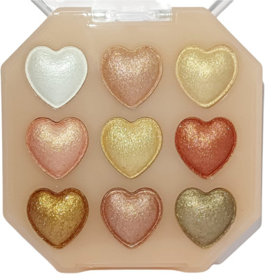 Facejewel 9 Colors Highlighters Palette Eyeshadow Face Illuminator EyeShadow Shimmer 14 g(Shade-01)