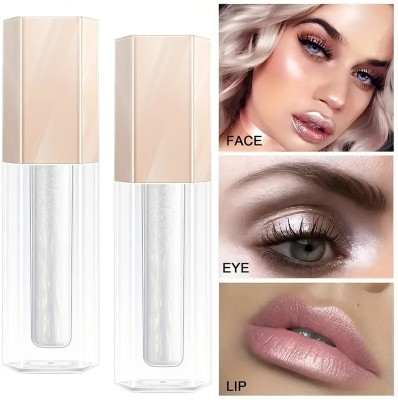 HUZURLU Liquid Highlighter Eyeshadow Makeup Natual Smooth Face Highlighter Cream 8 g(silver)