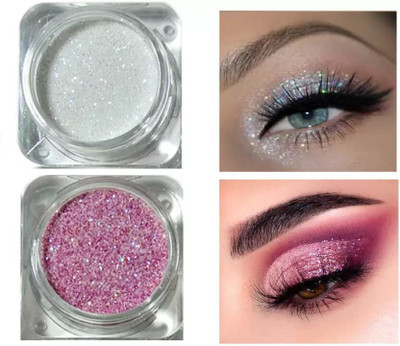 Yuency Pink & white MultiUse Eye Shadow Glitter Powder Pigment Eye Makeup 4 g(MULTI COLOR)