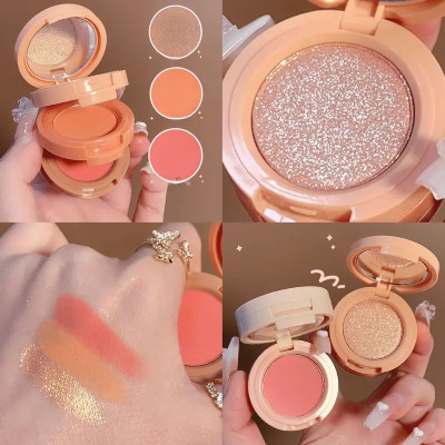 HUZURLU 3 in 1 Blusher Highlighter Eyeshadow Palette Kit 4.6 g(Multi Shade)