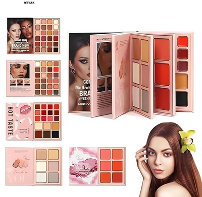 wryak 5 In 1 Makeup Book Kit Eyeshadow Highlighter Blush Contour Lip Eyebrow Palette 20 g(Multicolor)