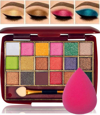 WECHARMERZ 18 Color Mini Eyeshadow Palette With Makeup Blender Shade 01- 18 g(Multicolor)