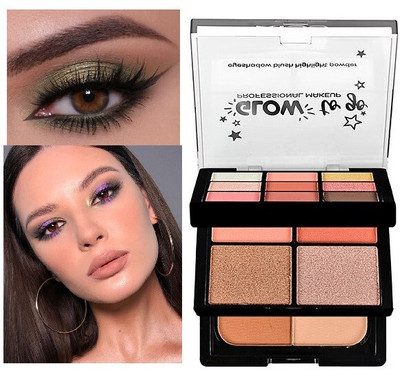 AEPRUY 9 Color Matte + Shimmer EyeShadow with Blush,Face Highlighter 25 ml(MULTICOLOR)