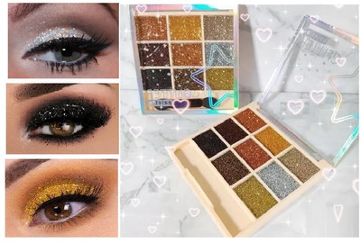 WOONGMI Eyeshadow Palette | 9 Highly Pigmented Shades in Shimmer Glitter 10 g(Multicolor)