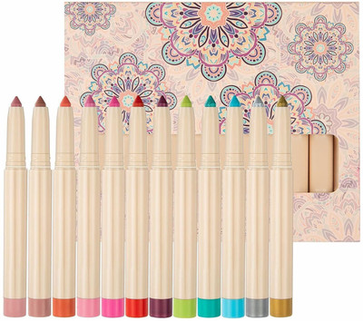 MOLLY MINX Cream Eyeshadow Stick Set 12 Colors Highly Pigmented Matte Shimmer EyeShadow 10.2 g(Waterproof and Long Lasting Eyeshadow Stick Eye Liner Pen 12 Colors, Set-A)