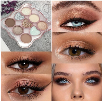 GABBU 9 colors glitter eyeshadow palette , Smooth Matte and Shimmer Finishes 11 g(Multi Color)