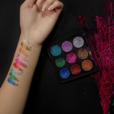DARVING 9 Colors Glitter Eyeshadow Palette Waterproof Shiny Pigments 7.65 ml(MULTI COLOR)