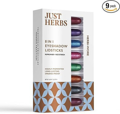 Just Herbs 8 In 1 Herbal Metallic-Shimmer Finish, Long Lasting Eye Shadow Lidsticks 12 g(Herbi -Wore)