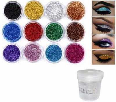 ShopCircuit Dusty Glitter Eye shadow with Glitter Gum 48 g(Multicolor)