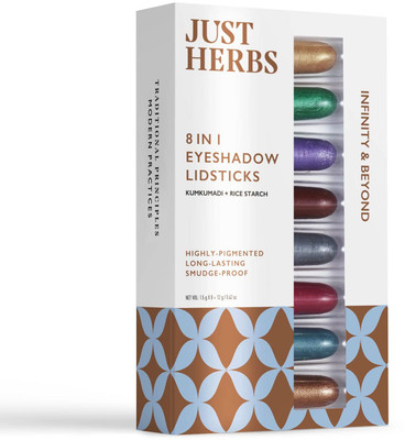Just Herbs 8 In 1 Herbal Metallic-Shimmer Finish, Long Lasting Eye Shadow Lidsticks 12 g(multicolor)