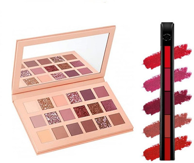 FROSTED COSMETIC 18 Shades New Eyeshadow and Red 5in1 Lipstick Matte 20 g(Red)