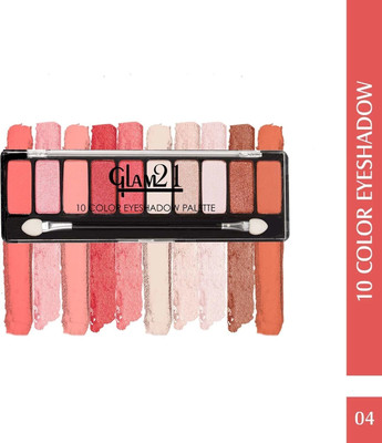 Glam21 Cosmetics 10 Color Eyeshadow Palette - Soft Matte & Creamy Shimmer in Just One Swipe 8.8 g(Shade-04)