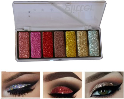 tanvi27 Highly Pigmented Colors Shimmery Finish 7 Color Glitter Eyeshadow 11.26 g(MULTI COLOR)