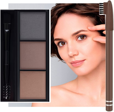 MYEONG Eyebrow Enhancer Eyebrow Palette And Brown Eye Pencil With Brush 8.2 g(1 - EYE BROW PENCIL, 1 - EYEBROW MULTI USE PALETTE)