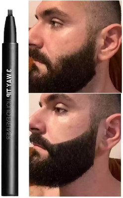 Jiwoo Beard Pencil Filler For Men With 4 Tips - Updated Beard Filling Pen Beard Cream 2.5 g(BLACK)