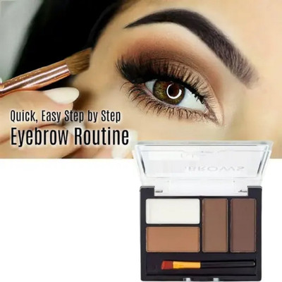 EVERERIN 4 In 1 Black Brown and White Eyebrow Powder & Eye brow Palette 8 g(MULTI COLOR)