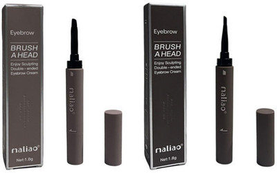 maliao Eyebrow Brush Head Sculpting Double Brown and Drack Brown 3.6 g(Drack Brown, Brown)