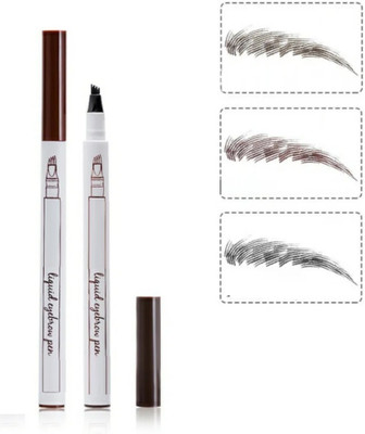 EVERERIN NEW Waterproof 4 Fork Tip Fine Sketch Enhancer Eyebrow Pen Eyebrow Tattoo Tint1 1 g(BLACK)