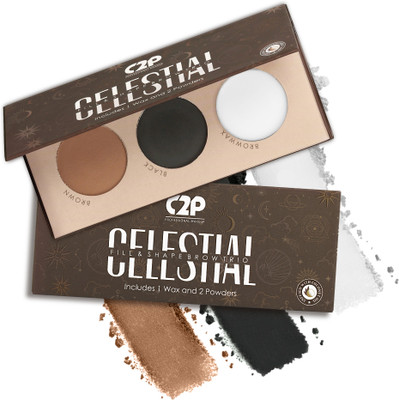 C2P Pro Celestial 3 in 1 Eyebrow Enhancer Palette | Fill, Set & Shape (2 Powder + 1 Wax) 12 g(Multicolor)