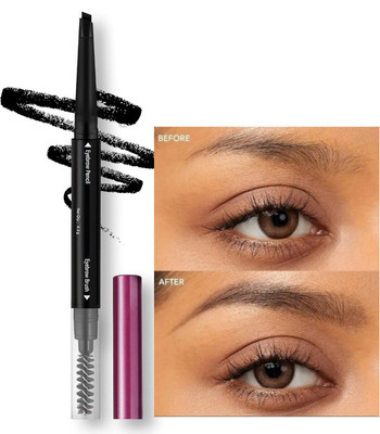 Yuency EyeBrow Pencil 2 in 1 Dual Function Brow Filling Pencil with Spoolie Brush 0.4 g(BLACK)