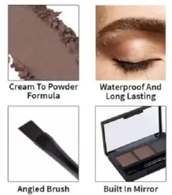 Wiffy Waterproof 3 In 1 Black and Brown Eyebrow Powder Palette multicolor 10 g(MULTICOLOR)