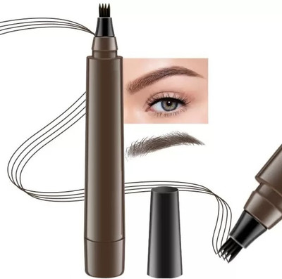 HUZURLU 3D Liquid Eyebrow Enhancing Brow Pen Smudeproof Waterproof 1.1 g(brown)