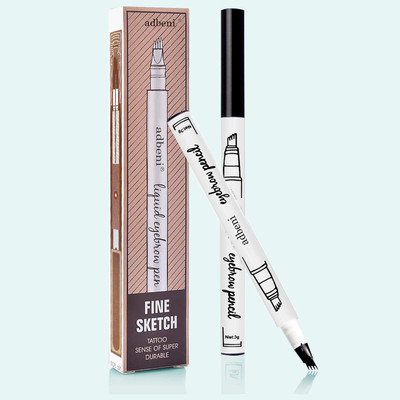 adbeni Eyebrow Pen 4-Tip Microblade, Long-Lasting, Waterproof & Smudge-Proof Eyebrow 3 g(Black)