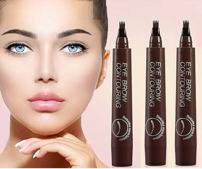Emijun Eyebrow Tattoo Pen Waterproof 4 Points Eyebrow Pen Long Lasting Liquid Brow Pen 7.5 g(brown)