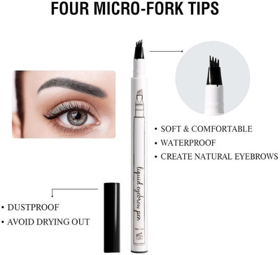 HUZURLU Eyebrow Pen, Liquid Eyebrow Pen, Waterproof Brow Pencil with Micro-Fork Tip 1 ml(BLACK)